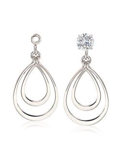 14kt White Gold Double Open Drop Earring Jackets