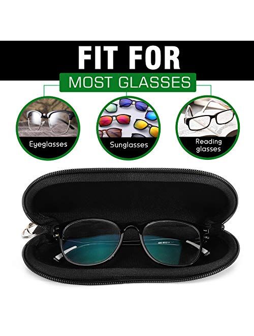 MoKo Sunglasses Soft Case 2 Pack, Ultra Light Portable Neoprene Zipper Glasses Soft Case, Eyeglass Safety Pouch Zipper Box Case with Belt Clip