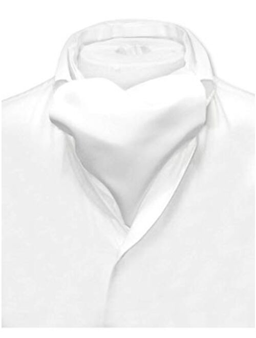 Vesuvio Napoli ASCOT Solid WHITE Color Cravat Men's Neck Tie