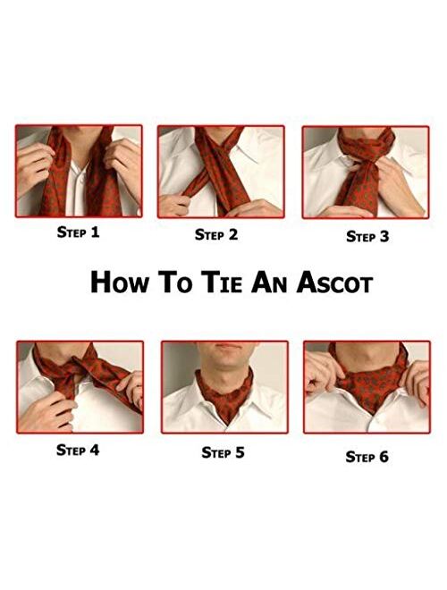 GUSLESON Men's Ascot Paisley Floral Jacquard Woven Gift Cravat Tie and Pocket Square Set