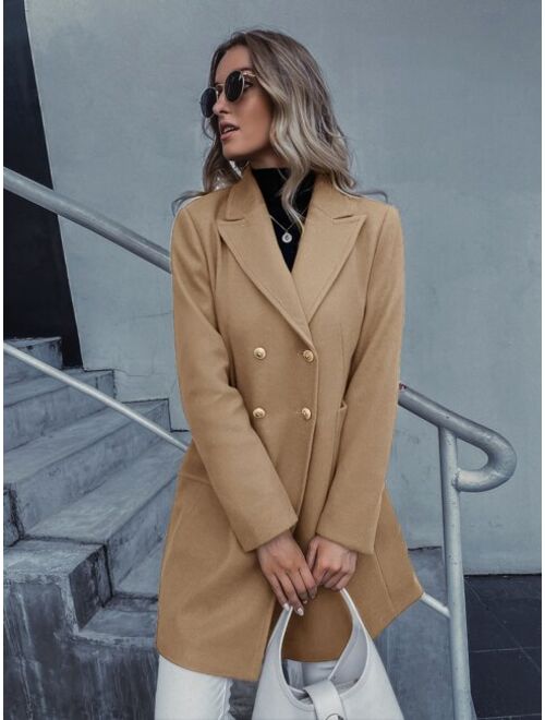 Shein Double Breasted Pocket Pea Coat