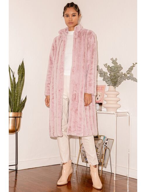 Lulus Cozy Queen Blush Pink Faux Fur Long Coat