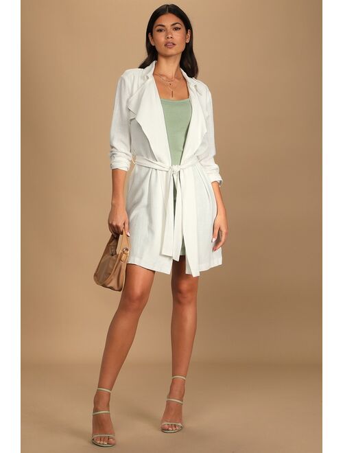 Lulus All About Style Ivory Belted Trench Coat