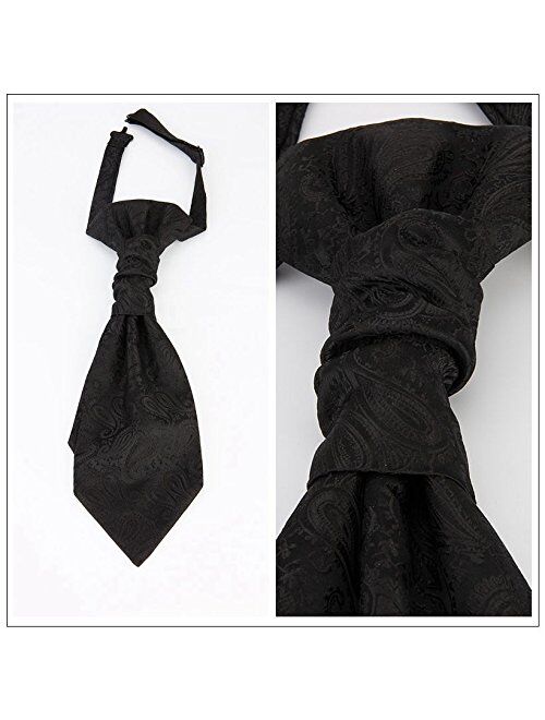 Hello Tie Pre-tied Microfiber Ascot Ruche Paisley Cravats Tie for Men