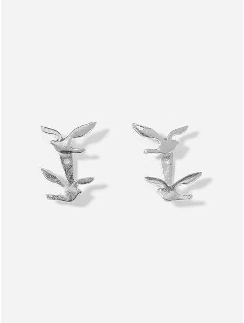 Shein Double Bird Design Stud Earrings 1pair