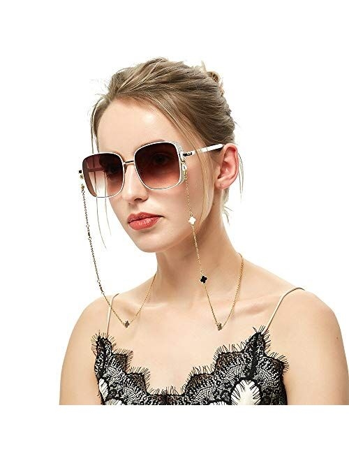 Eyeglass Chains for Women, 18K Gold Plated Sunglasses Glasses Chain Strap Lucky Flower