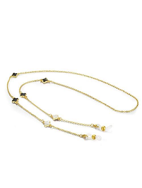 Eyeglass Chains for Women, 18K Gold Plated Sunglasses Glasses Chain Strap Lucky Flower