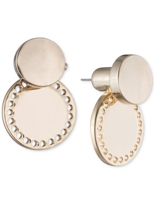 DKNY Gold-Tone Perforated Circle Jacket Earrings, Created for Macy's