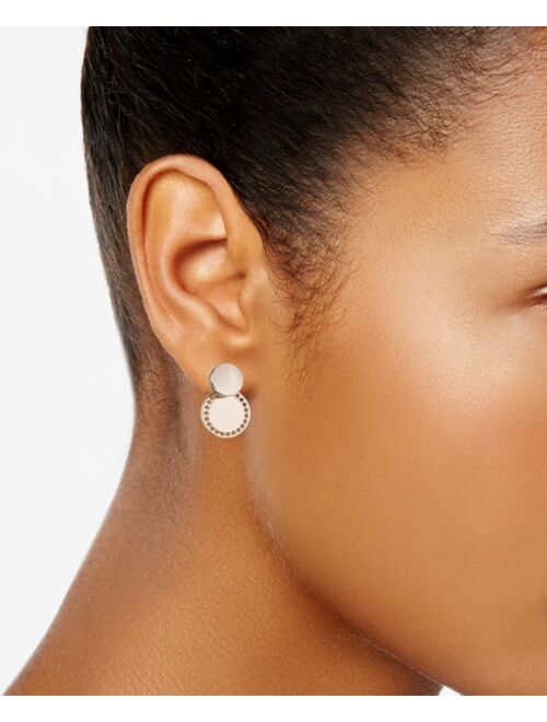 DKNY Gold-Tone Perforated Circle Jacket Earrings, Created for Macy's