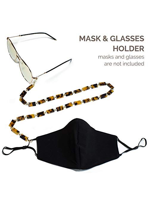 Acrylic Mask Chain Tortoise Mask Holder Lanyard around Neck for Women Girls, Cute Acetate Sunglass Chain Necklace for Adults