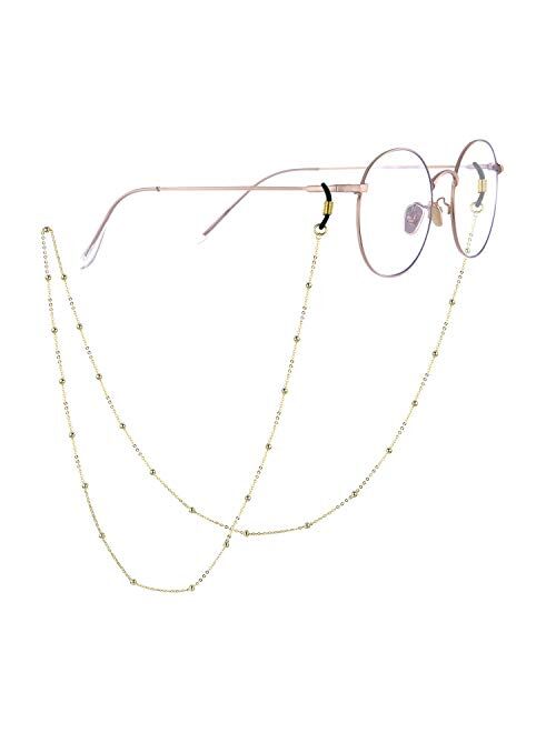 SOULMEET 14k Gold Plated Eyeglass Chains for Women, Sterling Silver Eye Glasses Decoration Gift for Her 29'' Chain Length