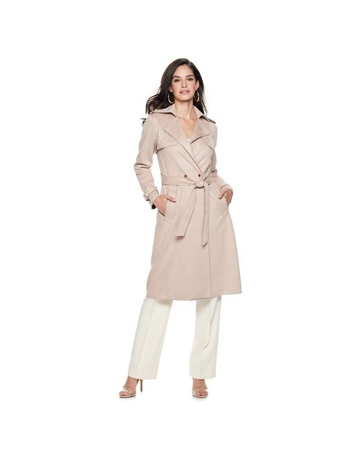 Women's Nine West Belted Faux-Suede Trench Coat