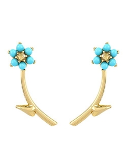 Gold-Tone Crystal Forget-Me-Not Front-and-Back Earrings