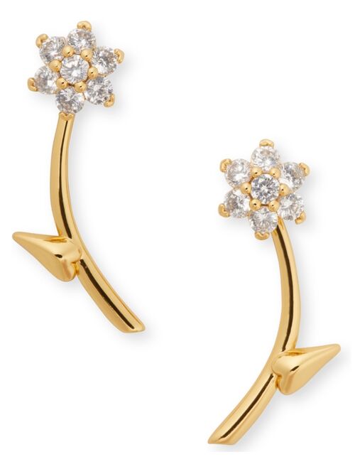 Kate Spade New York Gold-Tone Crystal Forget-Me-Not Front-and-Back Earrings