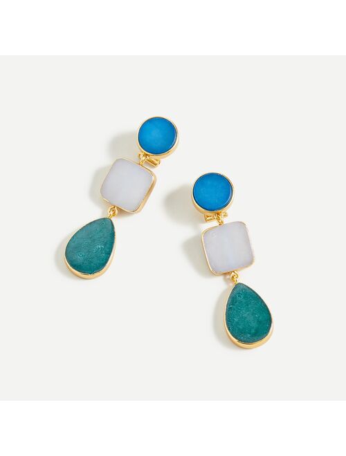 J.Crew Triple drop framed agate earrings
