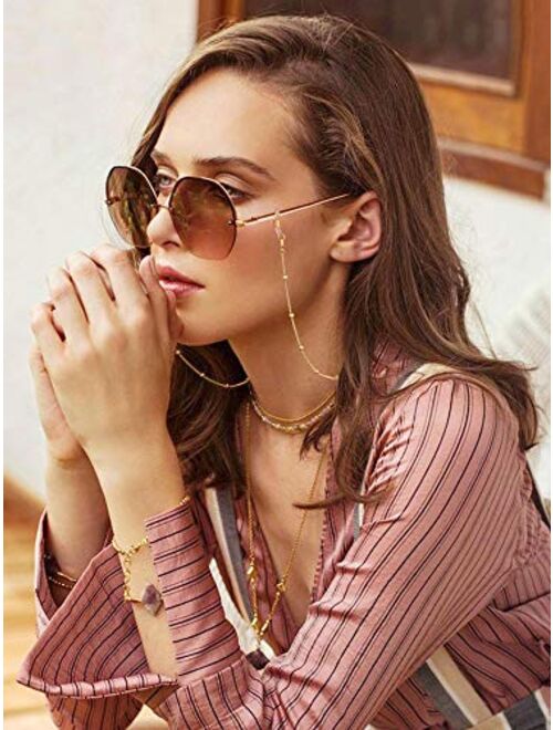 PEARLADA 18K Gold Plated Eyeglass Chain for Women Sunglasses Strap Holder Reading Glasses Retainer Handmade Around Neck Jewelry Gift for Christmas Fashion Gold Beaded Cha