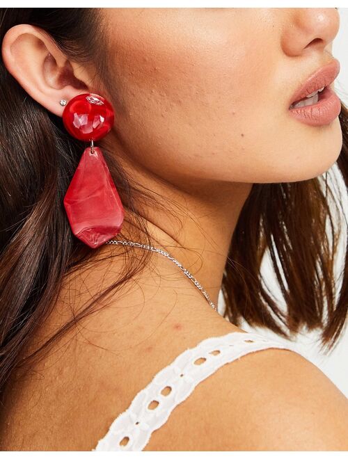 Topshop resin drop earrings in red