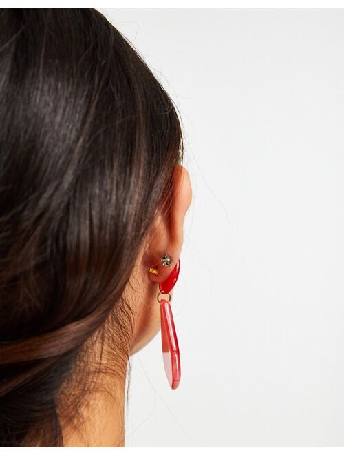 Topshop resin drop earrings in red