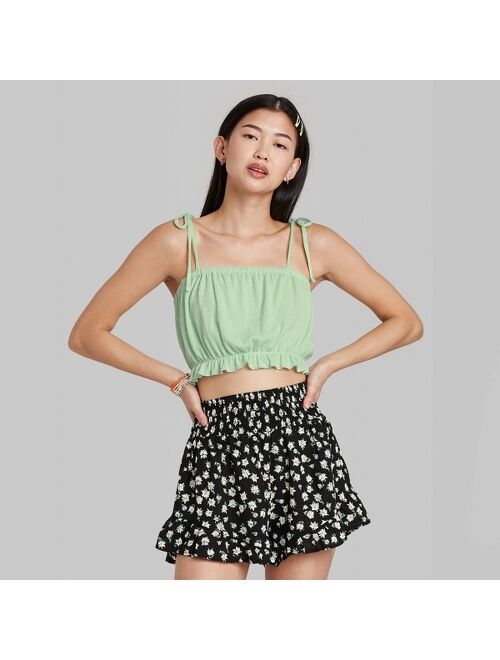 Wild Fable Blend Adjustable Sleeveless With Square Neckline Crop Top