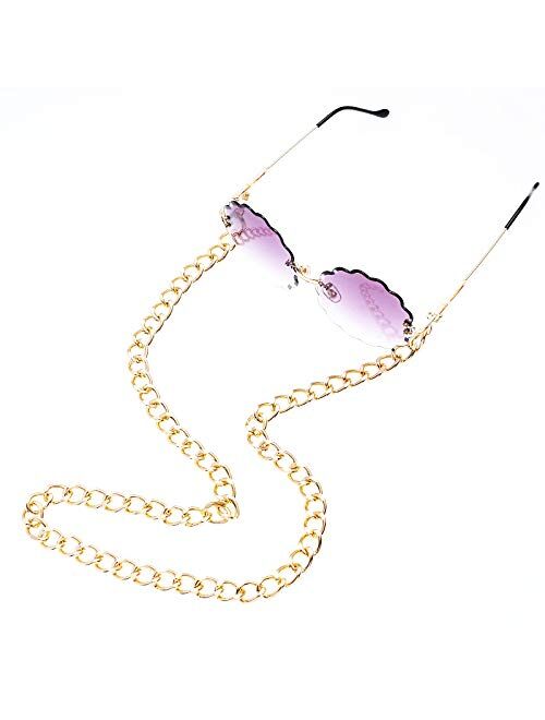 Obmyec Punk Eyeglass Chain Gold Eyeglasses Chain Chunky Sunglass Chains Glasses Retainer Holder for Women and Men