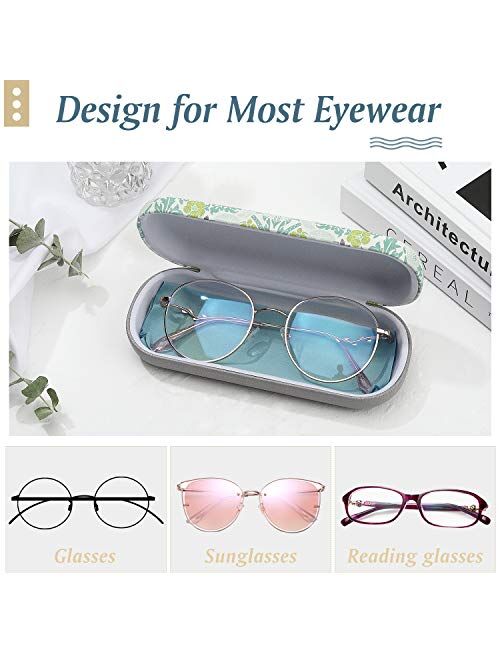 MoKo Sunglasses Case with Carabiner Unisex PU Shockproof Protective Travel Zipper Eyeglasses Carry Case Glasses Storage Holder for Men Women