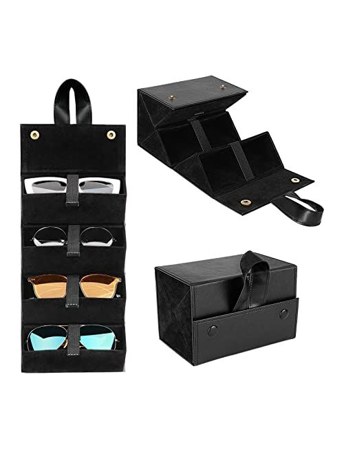 MoKo Sunglasses Organizer with 5 Slots, Travel Glasses Case Storage Portable Sunglasses Storage Case Bag Foldable Eyeglasses Holder Box Eyewear Display Containers for Wom