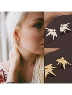 Women Fashion Bar Front And Back Spike Earrings Exaggeration Triangle Ear Jackets Earrings