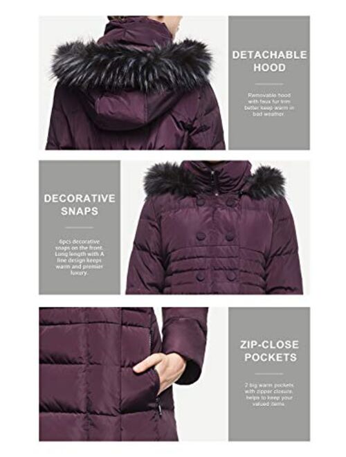 Orolay Women Warm Down Jacket with Hood Fur Raglan Sleeve Coat
