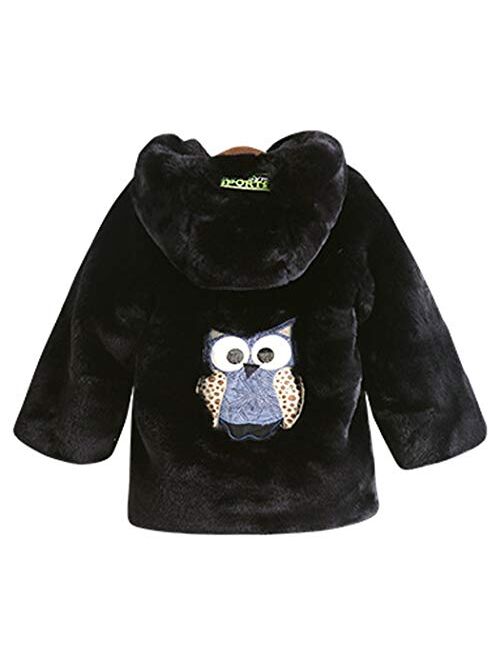 ASHER FASHION Little Big Girls Winter Outfit Hooded Fur Jacket Warm Cotton Fleece Thick Coat Outwear