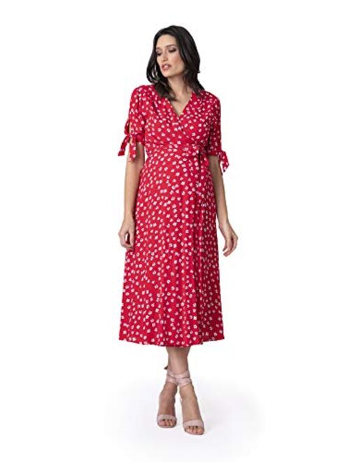 Seraphine Women's Maternity Wrap Front Midi Dress Red Floral