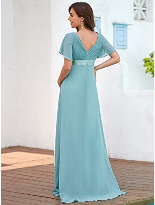 Ever-Pretty Women Chiffon V-Neck Maternity Party Dresses for Baby Shower with Sleeves 20795