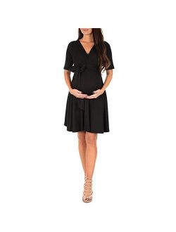Women's Knee Length Wrap Dress with Belt for Baby Shower or Casual Wear