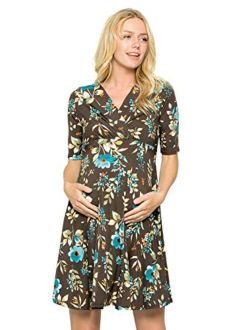 My Bump Women's Overlay Printed Baby Shower Nursing Maternity Wrap Dress