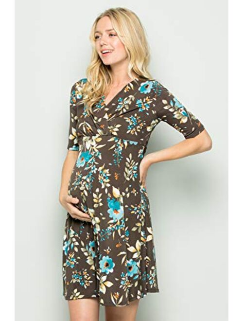 My Bump Women's Overlay Printed Baby Shower Nursing Maternity Wrap Dress