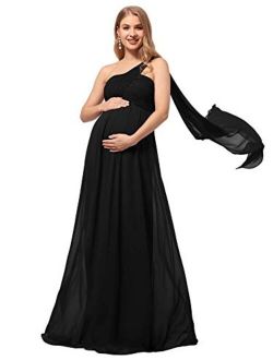 Women's Off Shoulder Wrapped Ruched Maternity Dress Maxi Party Dress 9816-YF