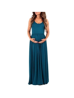 Women's Ruched Sleeveless Maternity Dress in Regular and Plus Sizes - Made in USA