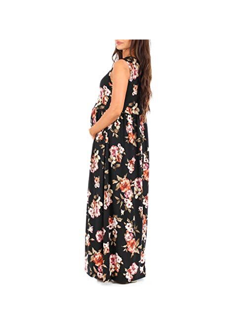 Mother Bee Maternity Women's Ruched Sleeveless Maternity Dress in Regular and Plus Sizes - Made in USA