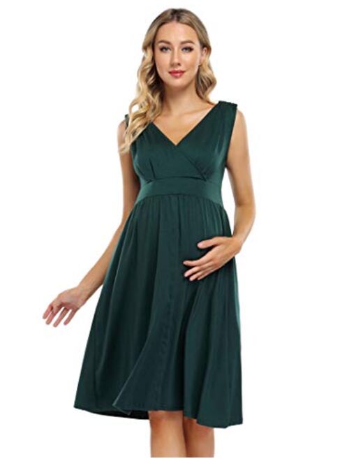 Coolmee Maternity Dress 3 in 1 Labor/Delivery/Nursing Hospital Gown,Women's Maternity Nightgown with Button