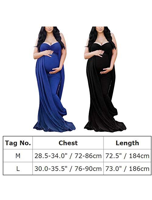 OLEMEK Women Strapless Maternity Tube Dress Chiffon Elegant Slim Fitted Maxi Pregnancy Photography Gown for Baby Shower Photoshoot