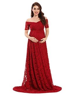 MYZEROING Maternity Dress for Photo Shoot-Lace Maternity Gown for Baby Shower, Photography