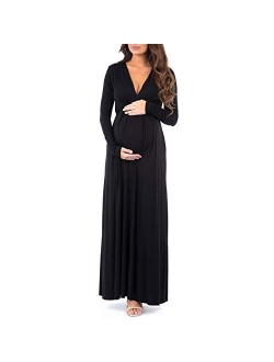 Women's Long Sleeve Maternity Dress with Waist Tie For Casual Wear or Baby Shower