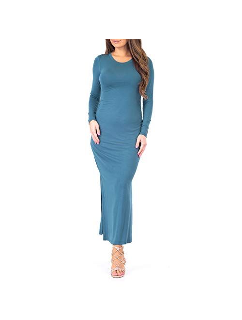 Mother Bee Maternity Women's Ruched Bodycon Dress in Regular and Plus Sizes