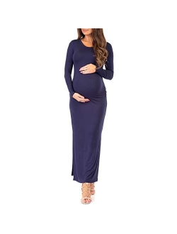 Women's Maternity Ruched Dress with Side Slits