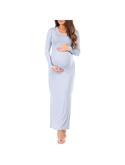 Women's Maternity Ruched Dress with Side Slits