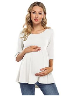 Coolmee Maternity Tunics Women's Maternity Tops Sleeve Balls Casual Tunic Tops Blouse Pregnancy Tee Shirt for Women