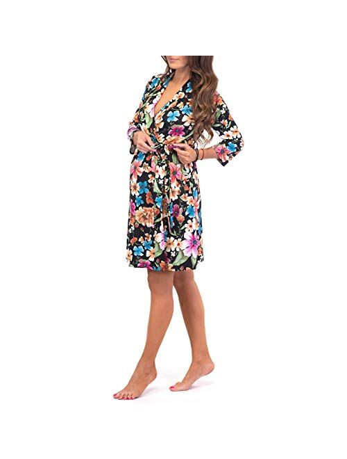 Mother Bee Maternity Robe with Adjustable Waist Tie