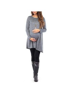 Women's Maternity Tunic Dress with Side Buttons - Made in USA