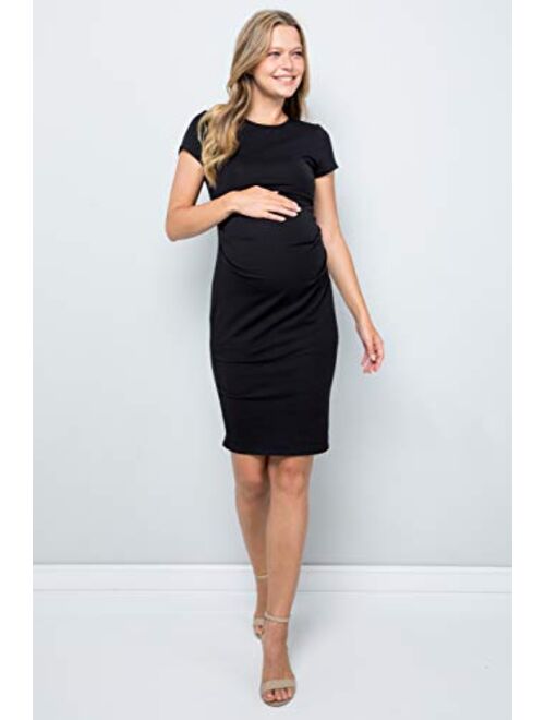 My Bump Women's Organic Cotton Short Sleeve Round Neck Casual Maternity Dress(Made in USA)