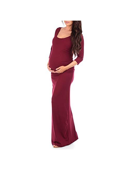 Mother Bee Maternity Women's Ruched Bodycon Maternity Dress in Regular and Plus Sizes