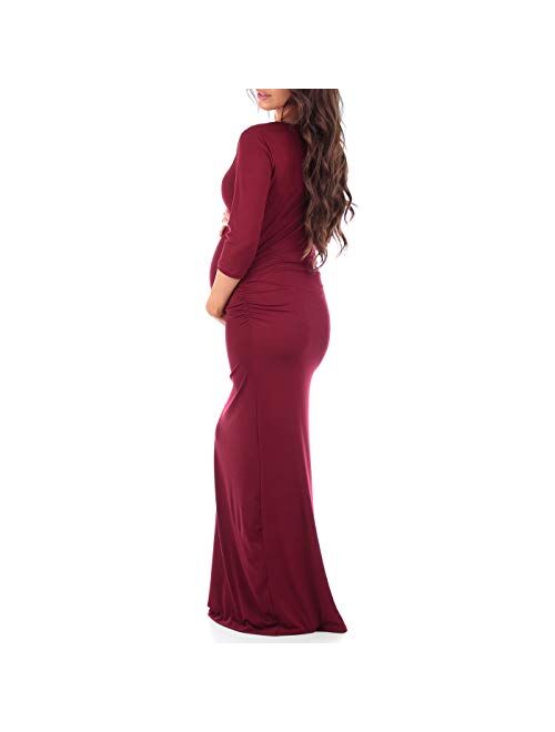 Mother Bee Maternity Women's Ruched Bodycon Maternity Dress in Regular and Plus Sizes